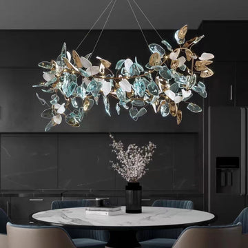 Extra Large Branch Colorful Lucite Leaf Cluster Chandelier for Living/Dining Room  Brass,Lucite  oversized