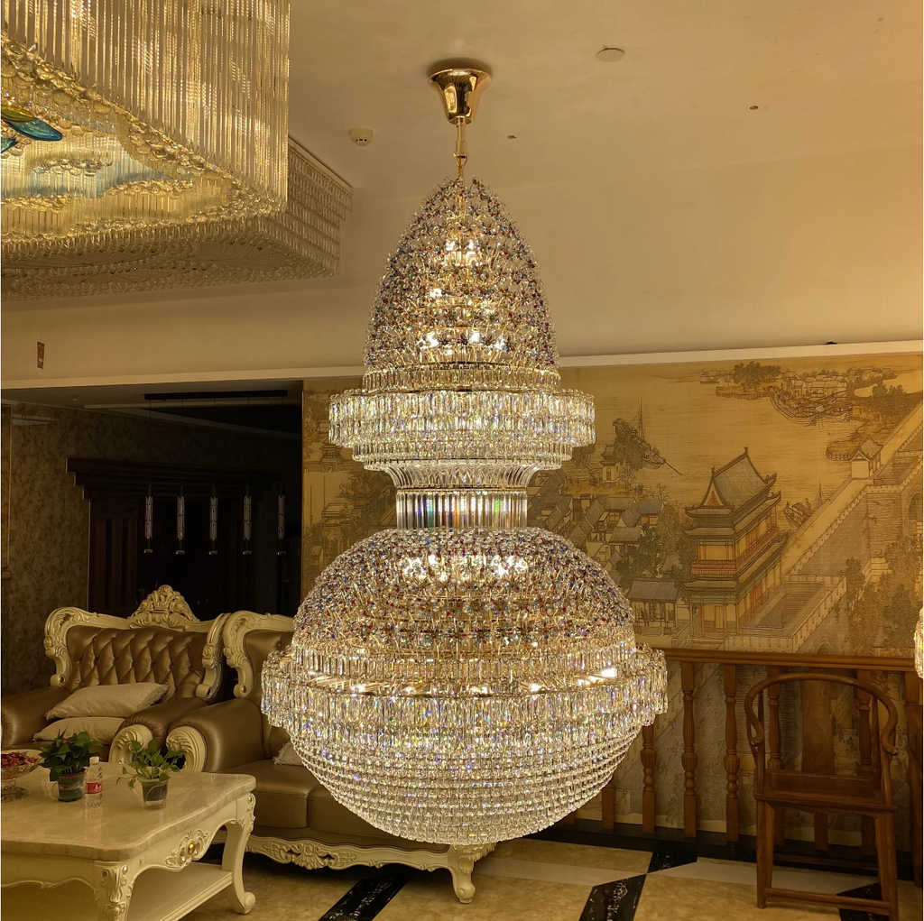 Extra Large New Gold Luxury Empire Crystal Chandelier Unique Designer Foyer/Hallway Light Fixture 