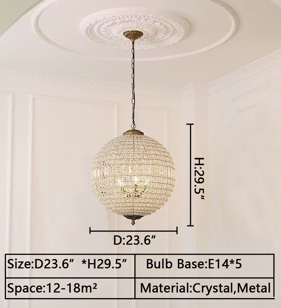 D23.6"*H29.5" Elegant Lighting Olivia French Gold Pendant  American sphere/globe/ovilia crystal chandelier elegant lighting for living room/dining room/hallway/foyer light fixture Visual Comfort Aerin Renwick 4 - Light Small Chandelier