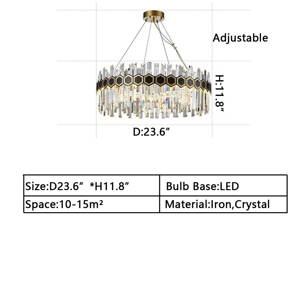 D23.6inches round LED crystal chandelier black and gold crystal chandelier round/rectangle crystal light modern nordic style crystal chandelier for living room/dining room/bedroom/study