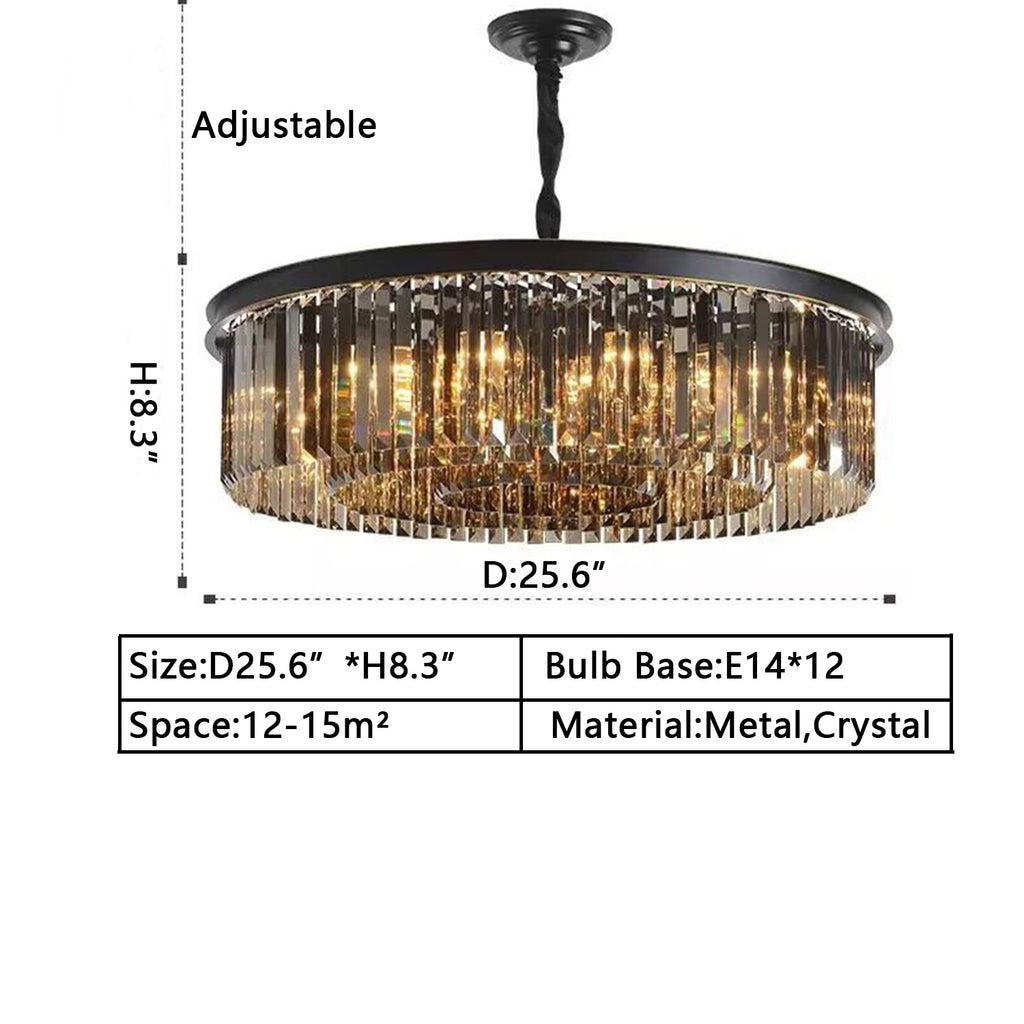 Orion 600 Black with Bronze and Smoke 9 Light Crystal Prism Chandelier Pendant