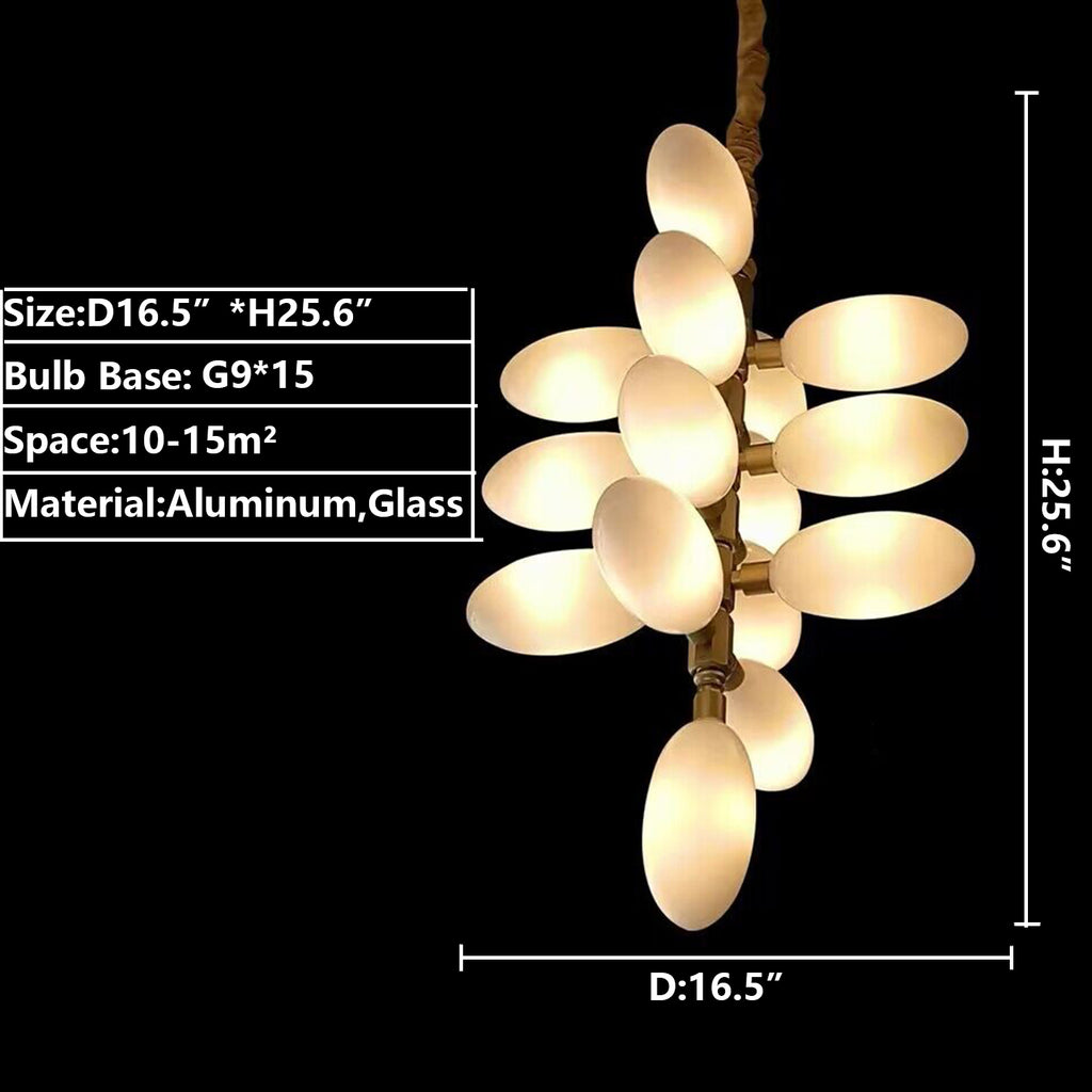 D16.5"*H25.6" 15LIGHTS GLASS CEILING CHANDELIER SET