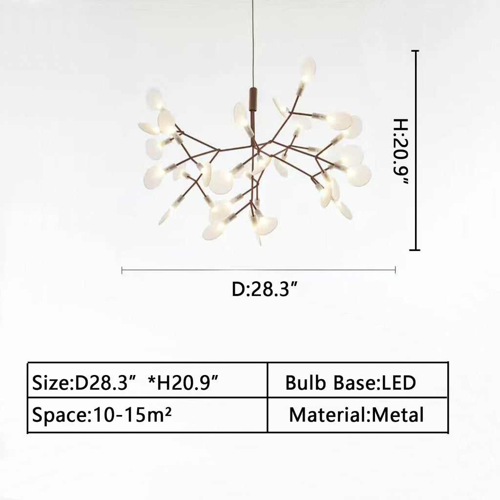 D28.3" pENDANT LIGHTS Scandinavian post-modern firefly ring crystal chandelier leaf acrylic round chandelier ins super hot full copper living room, dining room, bedroom lights KITCHEN ISLAND COFFEE TABLE/BAR