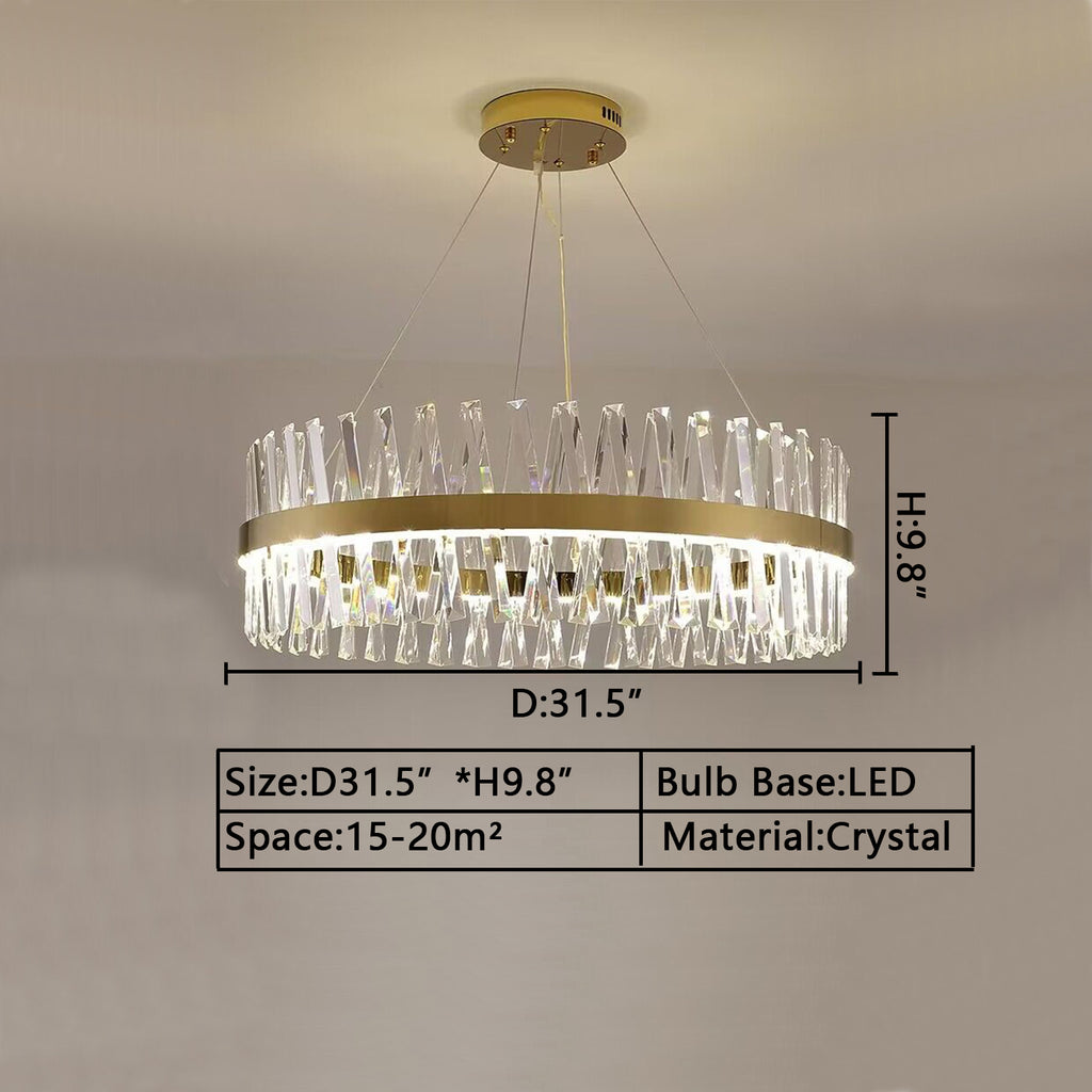D31.5inches*H9.8inches SDFGH crystal chandelier ceiling light round gold dormer prysm LED light luxury light fixture for house decor/home design.living room/dining room/bedroom/coffee table/bar/dining table