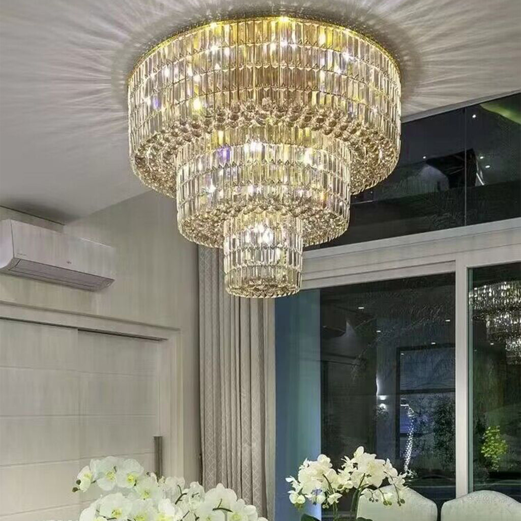 Modern gold crystal chandelier oversized/extra large/huge ceiling crystal light ,flush mount dining room light fixture,living room crystal light/foyer bedroom crystal chandelier