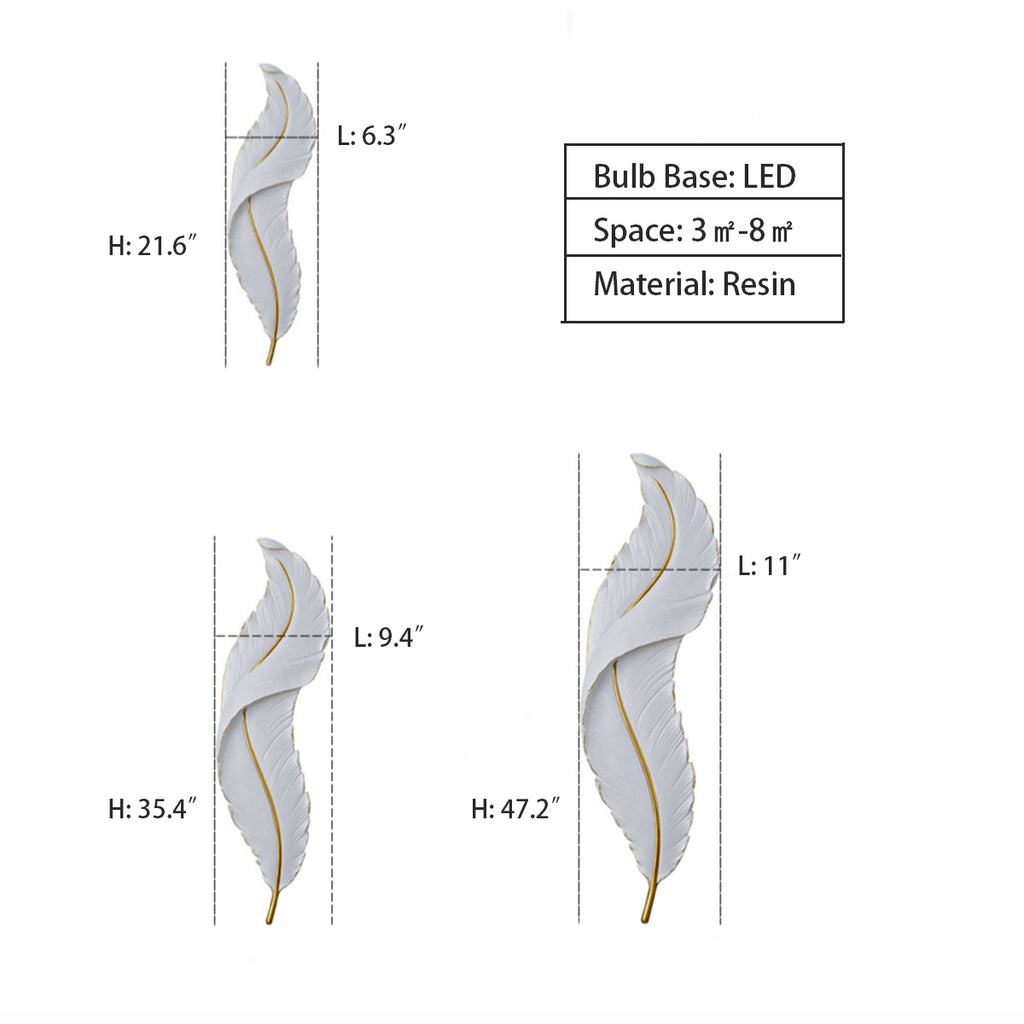 Modern Wall Wash Lights, Nordic Modern Creative Feather Light Led Wall Lamp Bedroom Bedside Lighting Living Room Tv Background Wall Decoration Resin Lamp 