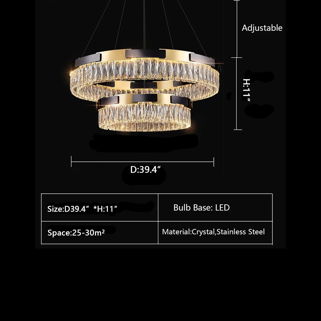 extra large d39.4" Modern Luxury Designer Crystal Chandelier Set Ring Bedroom/Living Room Light Rectangle Dining Table Light 