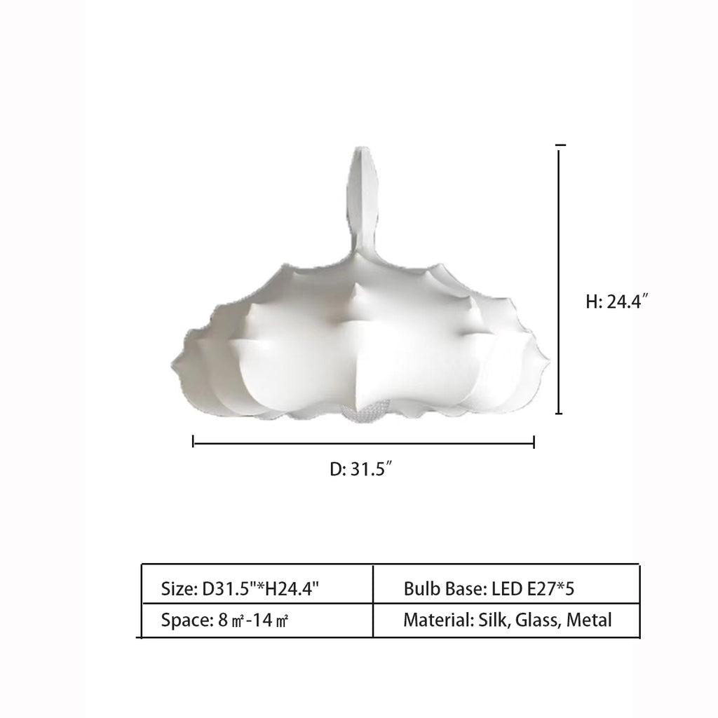 D31.5"*H24.4"  FLOS Zeppelin Pendant Light  Marcel Wanders   cocoon  Art Minimalist Pure White Polygonous Natural Silk Pendant Chandelier for Living Room