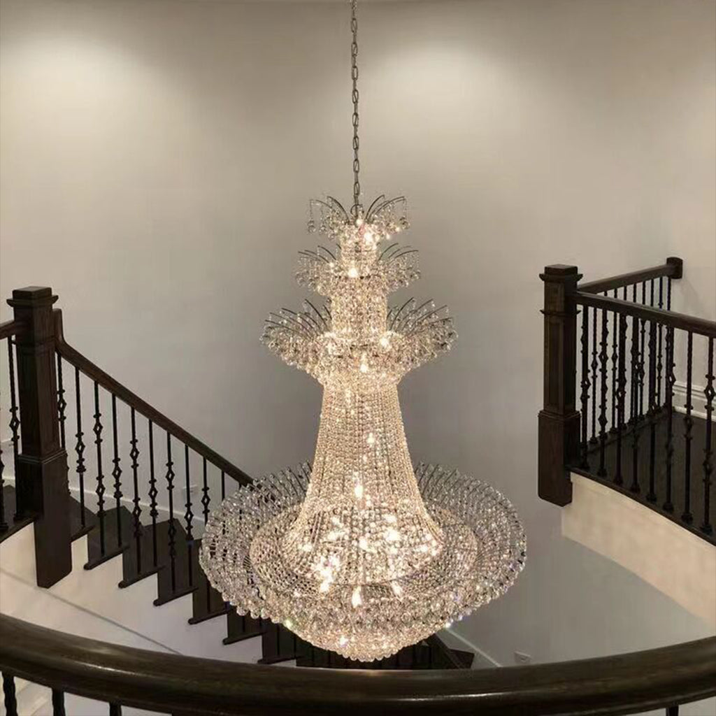 Extra Large/huge modern french Troditional and classic multi-tiered flower crystal light for high-ceiling living room/foyer/staircase/hallway/entryway/stairs