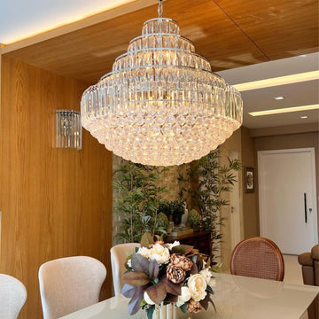 Extra Large/oversized multi-layers/tiered crystal chandelier modern round light luxury light fixture for living room/dining room/bedroom/foyer/hallway/restaurant/coffee table/bar/kitchen island
