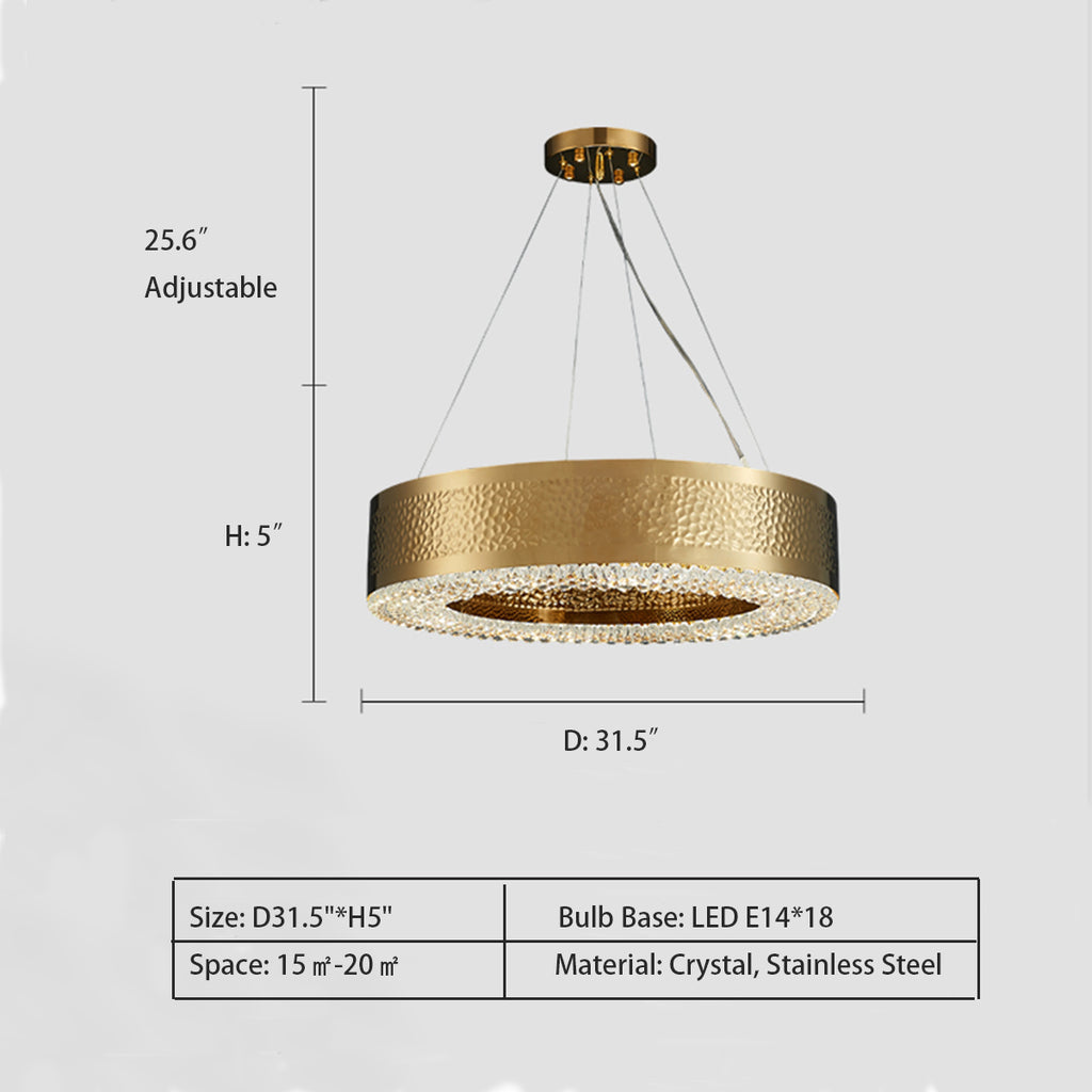 1 Layer: D31.5"*H5"  Chandeliers Luxury Modern Lighting For Living Room Design 2-layers Gold Crystal Chandelier Home Decor Led Light Fixtures  Luxury Round Tiered Hollow Pendant Chandelier in Titanium Gold Finish for Living Room