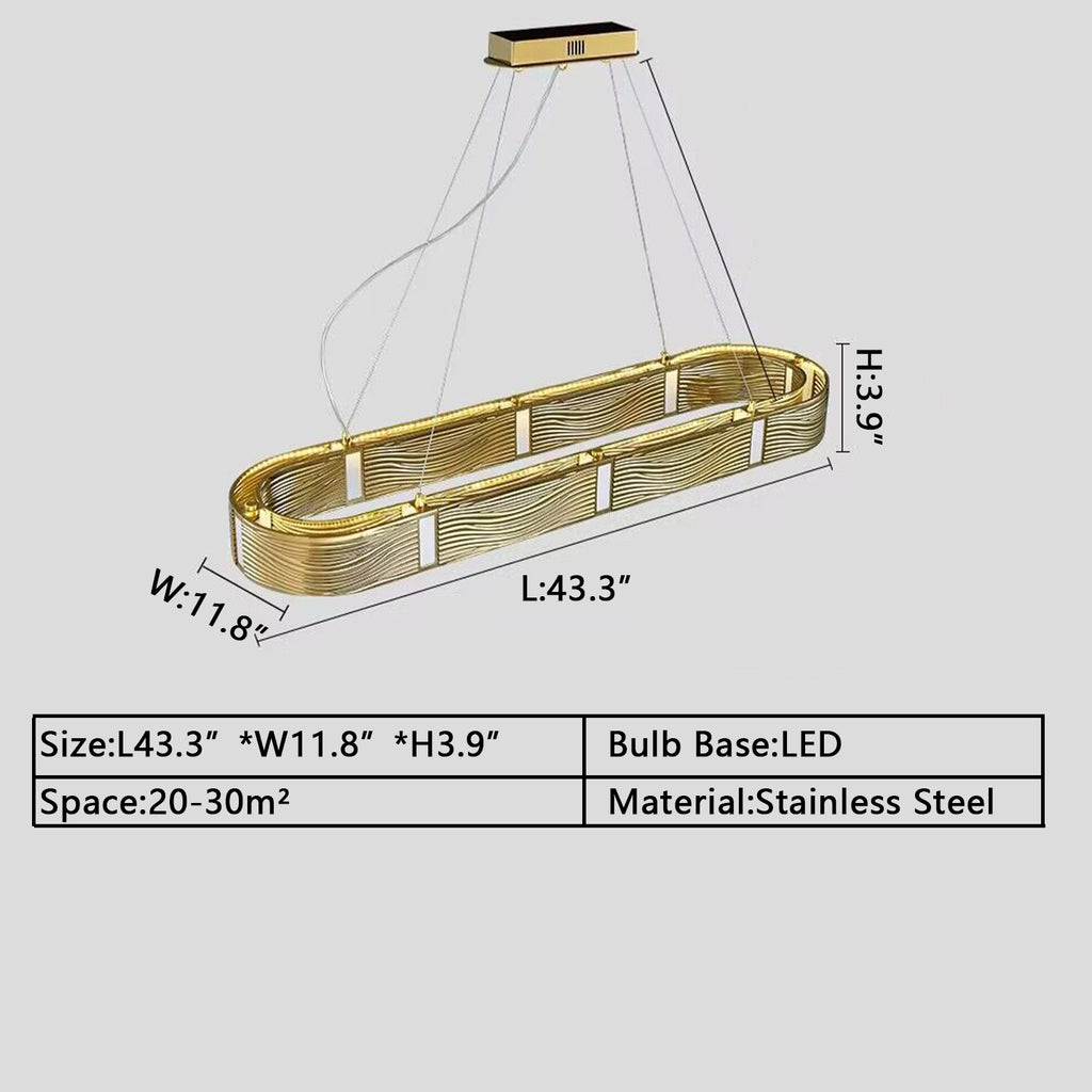 L43.3 INCHES Extra large modern rectangle chrome/gold chandelier light ceiling crystal chandelier for dining table /coffee table/bar restaurant art light fixture