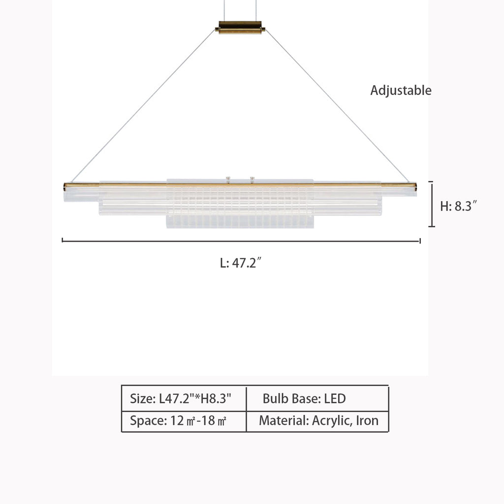 L47.2"*H8.3"  BUYnBLUE Hanging lamp Ombria Deluxe  Coax Pendant    Nordic Art Long Multi-Layer Cylinder Avant Pendant Chandelier for Dining Room, pipe, gold, bar, kitchen island, dining area