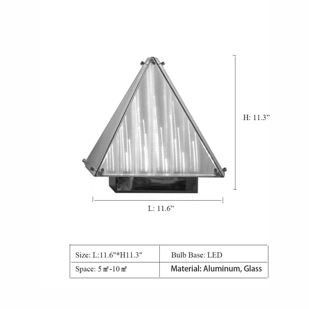 L:11.6"*H11.3"  Art Triangular Pyramid Glass Unique Table Lamp for Bedside/Coffee Table, office desk, 