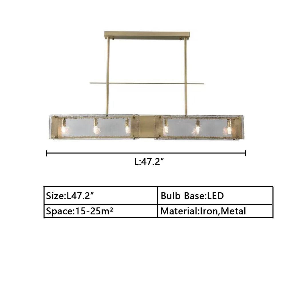 L47.2 inches EXTRA long glass chandelier ceiling gold pendant light for dining table/kitchen island