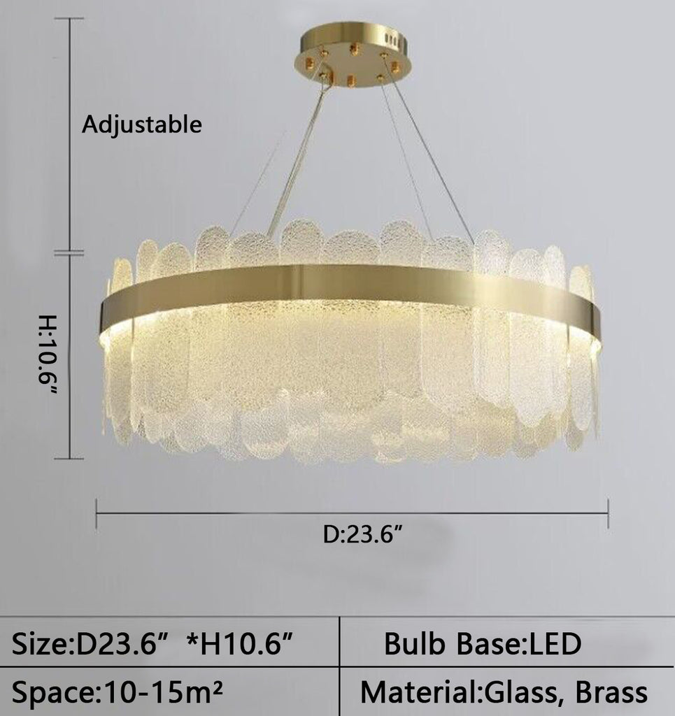 Round: D 23.6"*H 10.6" light luxury, brass, pendant, glass, chandelier, chandellier, living room,  bedroom,