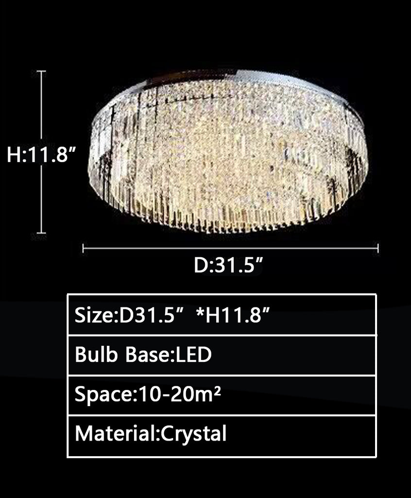 D31.5" ROUND Extra large /oversized flush mount crystal chandelier tassel multi-tiered chandelier light ceiling light fixture for living room/dining room/bedroom/high-ceiling room/loft/apartment villa dining table ,coffee table ,bar