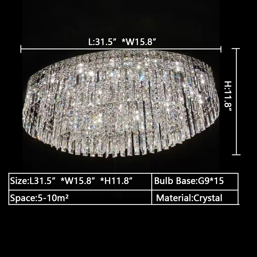 L31.5" Extra large /oversized flush mount crystal chandelier tassel multi-tiered chandelier light ceiling light fixture for living room/dining room/bedroom/high-ceiling room/loft/apartment villa dining table ,coffee table ,bar