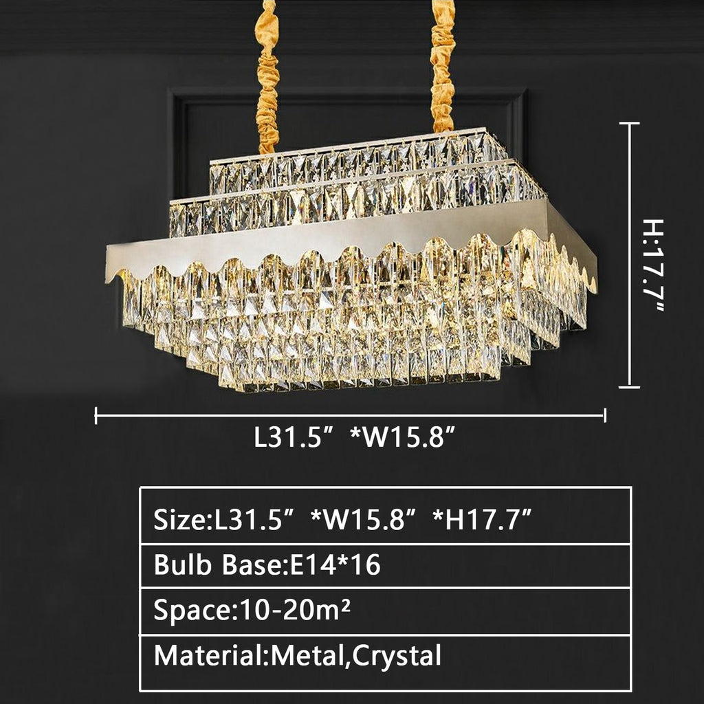 L31.5" 16LIGHTS Modern extra large/oversized/huge crystal chandelier multi-tiered round/rectangle ceiling crystal light set for home decor:living room/dining room/bedroom/bathroom/light fixture