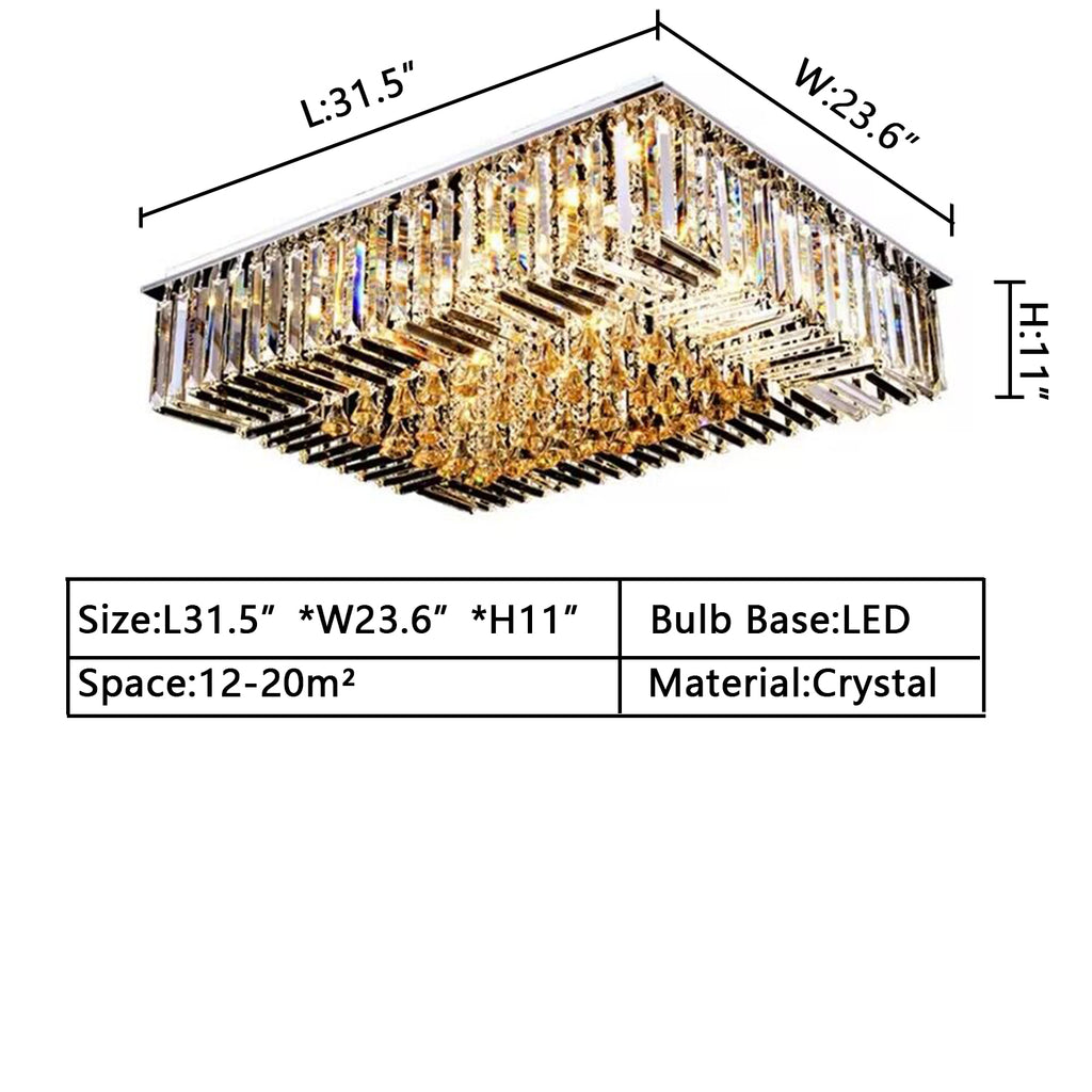 L31.5"*W23.6" LED NEW extra large/oversized/huge/ crystal light rectangle light for living room/dining room/ foyer/hallway/foyer/entryway 2-story house/high-ceiling villa, apartment,luxury home decor 