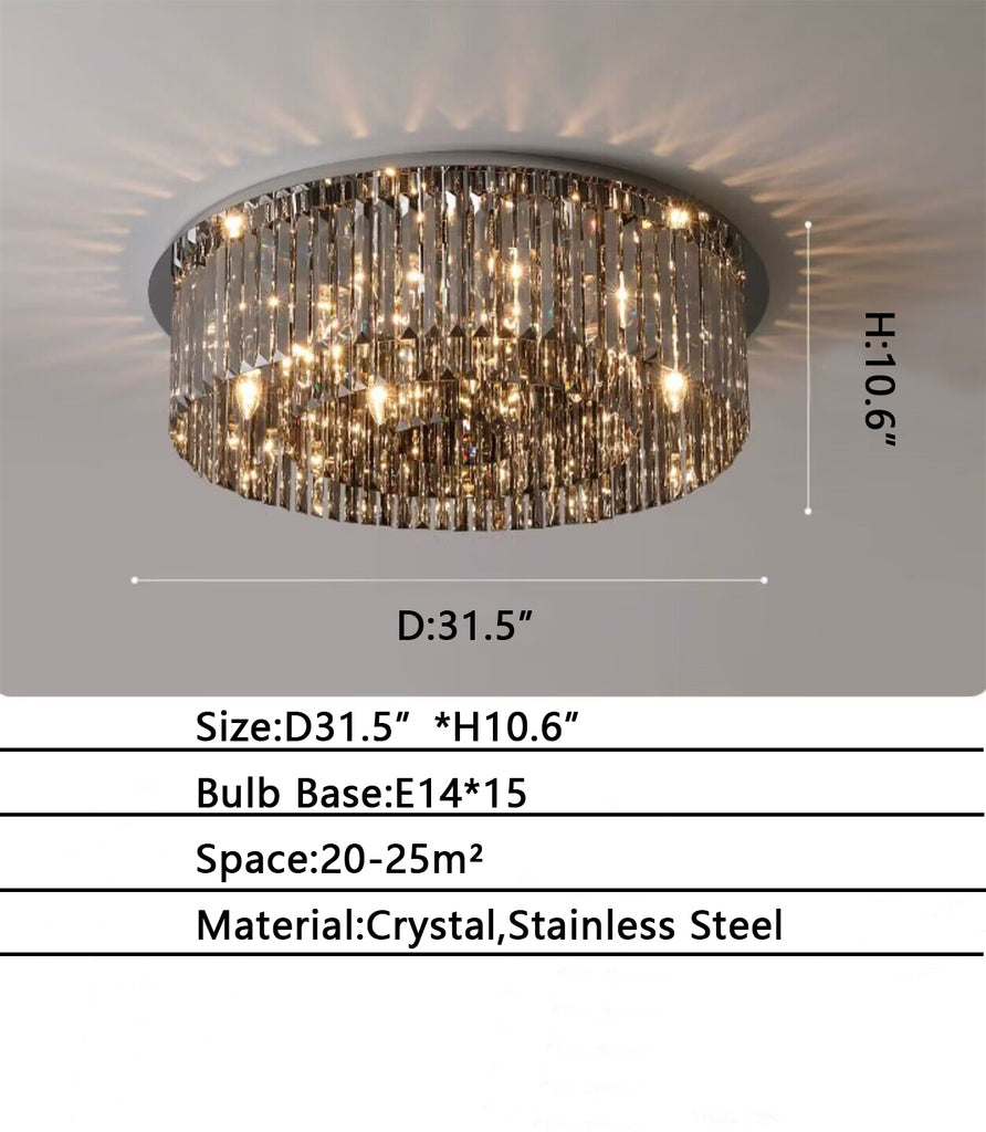 D31.5" Extra large /oversized /huge ceiling flush mount crystal chandelier for living room/high-ceiling house/low-ceiling house villa /apartment 