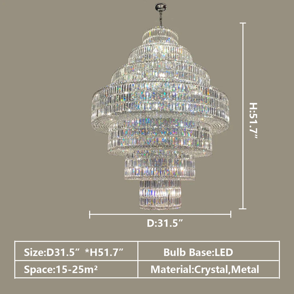 D31.5"*H51.7" Extra Large/Oversized/huge Crystal CHANDELIER chrome honeycomb multi-layers crystal light fixture for 2-story/duplex buildings tiered luxury light fixture