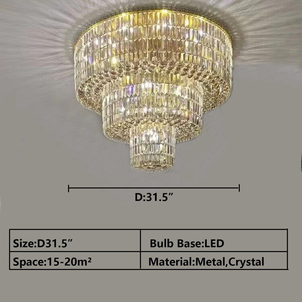 D31.5" Modern gold crystal chandelier oversized/extra large/huge ceiling crystal light ,flush mount dining room light fixture,living room crystal light/foyer bedroom crystal chandelier