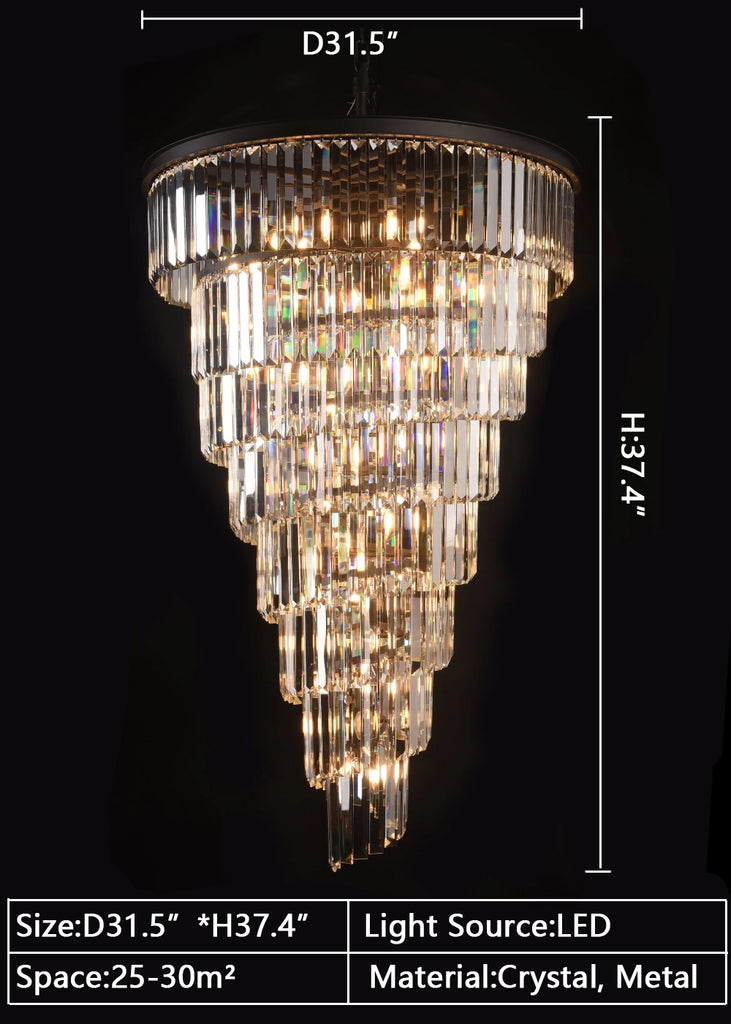 D31.5"*H37.4" oversize  VECCINI ODEON Original Italian imported high-quality spin staircase crystal chandelier decorate your house:living room/dining room/stairwell/foyer/villa hall/entryway/hotel lobby/coffee shop/cafe restaurant