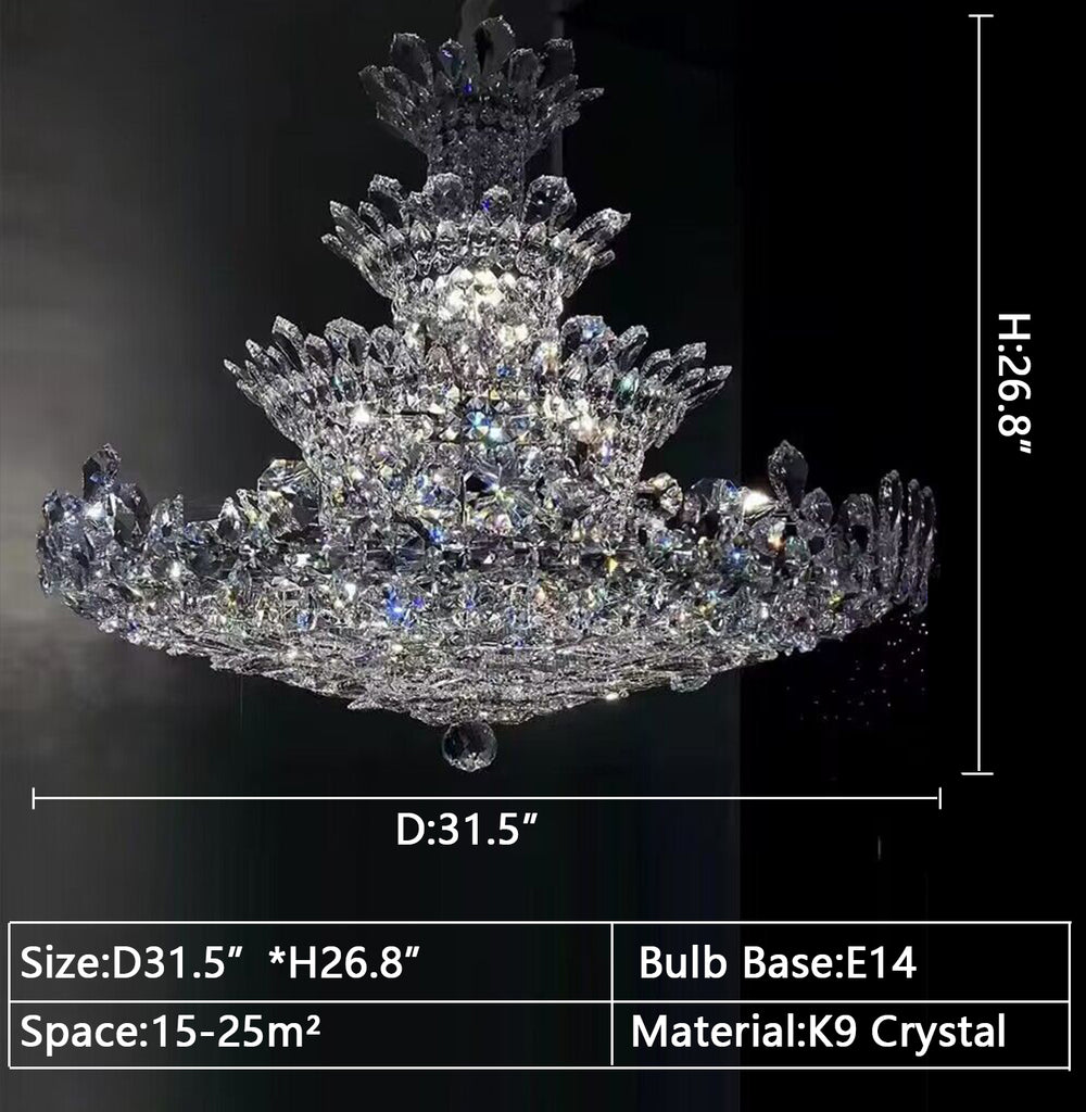 D31.5"*H26.8" Large crystal chandelier flower modern light luxury crystal light for living room/bedroom/foyer/staircase.