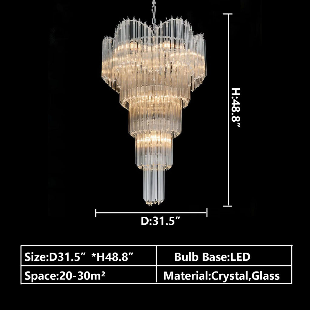 D31.5"*H48.8" D31.5"*H98.4" Extra large double spiral Murano glass prism Chandelier hall staircase foyer crysta;l lights long cascade spiral style modern light