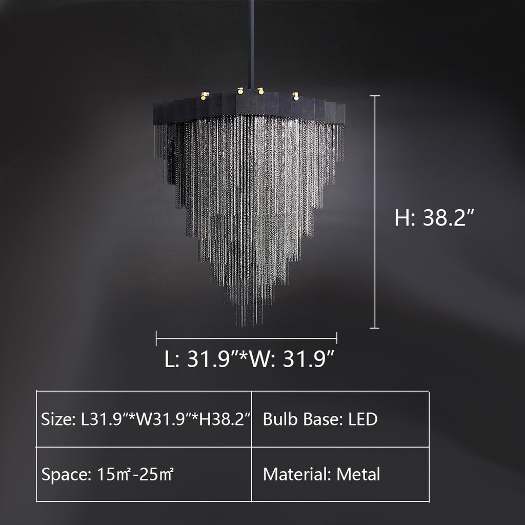 L31.9" Kelly XL Chandelier By Gabriel Scott,extra large /oversized/huge/Modern Light Luxury Italian Wave-shaped Tassels Chandelier Designer Creative Dining Table Light Fixture