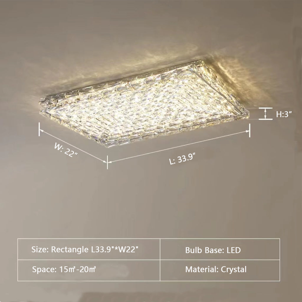 Rectangle: L33.9"*W22"  square, rectangle, oversizde, large, crystal, flush mount, livin g room, dining room, bedroom,  modern, cool, stylish