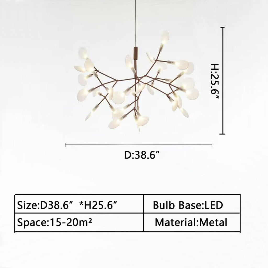 D38.6" pENDANT LIGHTS Scandinavian post-modern firefly ring crystal chandelier leaf acrylic round chandelier ins super hot full copper living room, dining room, bedroom lights KITCHEN ISLAND COFFEE TABLE/BAR