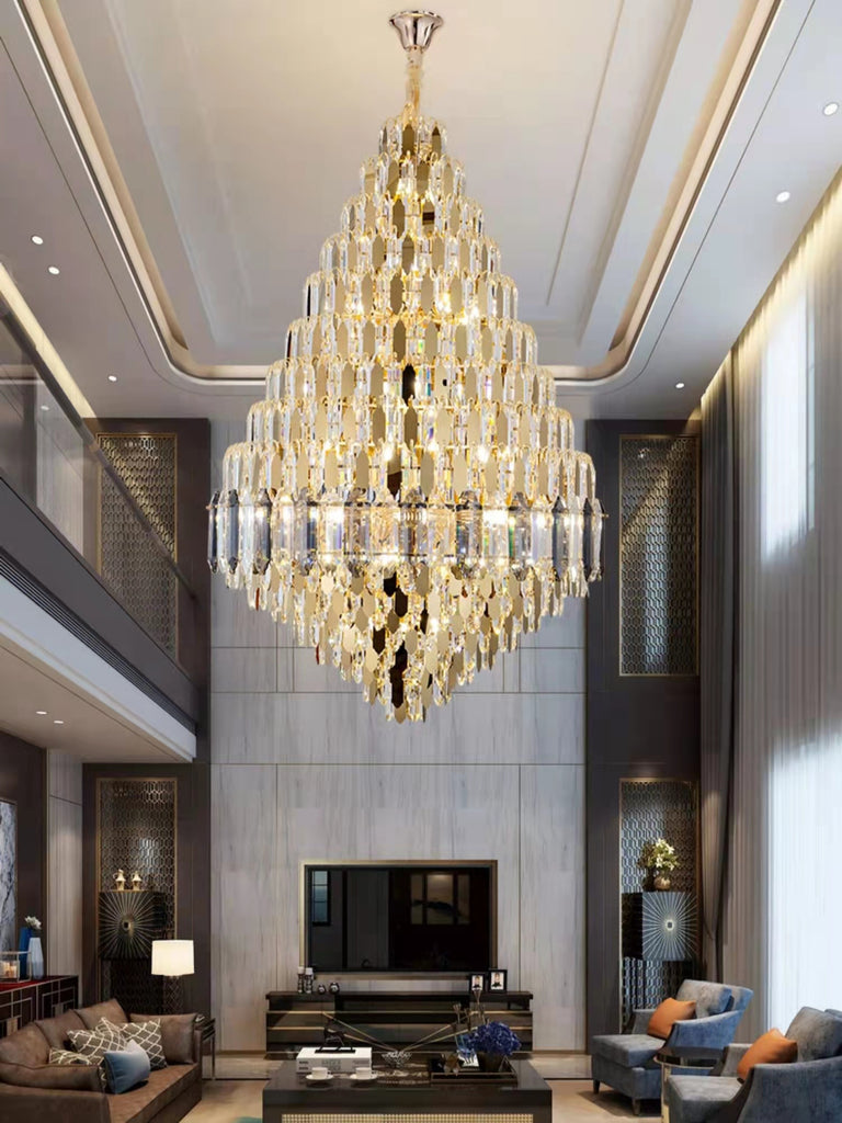 modern extra large affordable golden luxury gorgeous stunning engaging applicable proper fitting good enough requisite enthralling interesting bling bling a real head turner user friendly crystal chandelier for foyer/big hallway/high ceiling living room/duplex/villa