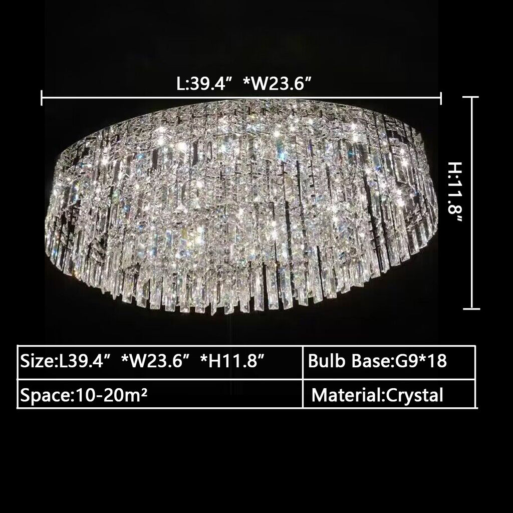 L39.4" Extra large /oversized flush mount crystal chandelier tassel multi-tiered chandelier light ceiling light fixture for living room/dining room/bedroom/high-ceiling room/loft/apartment villa dining table ,coffee table ,bar