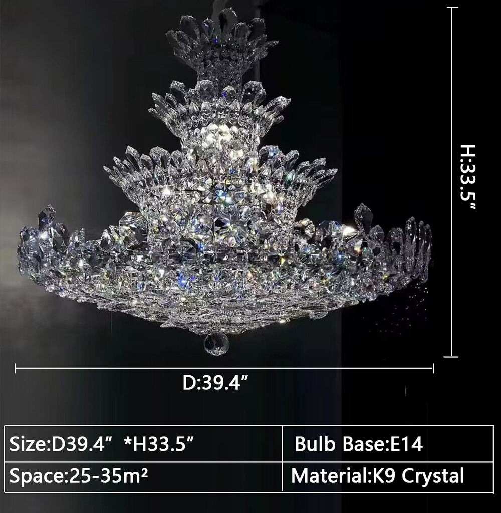 D39.4"*H33.5" Large crystal chandelier flower modern light luxury crystal light for living room/bedroom/foyer/staircase.