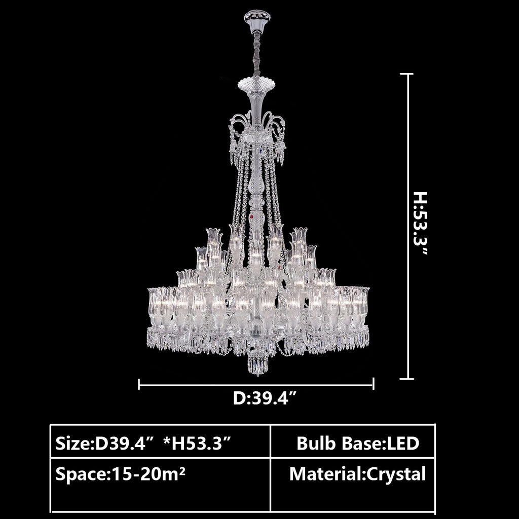d39.4"*h53.3" extra large crystal and glass luxury chandelier art flower crystal light fixture boho baccarat crystal chandelier candle branch tiered light fixture for big-foyer/hallway/entryway/staircase
