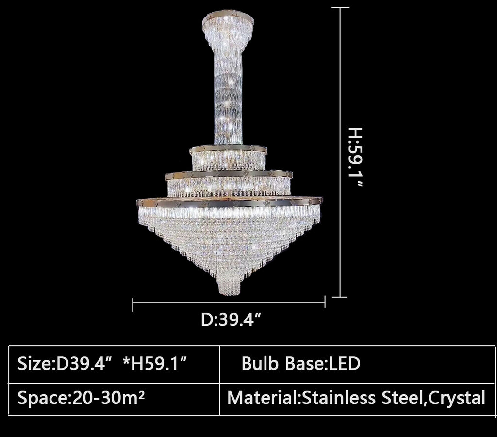 D39.4"*H59.1" extra large multi-layers honeycomb crystal chandelier modern luxury foyer/staircase/dining room/living room/entryway/hallyway/dining room/study room...villas/duplex buildings/lofts/high-floors, restaurant,hotel lobby/shopping mall center/coffee shop/cafe/bar oversized italian light fixture