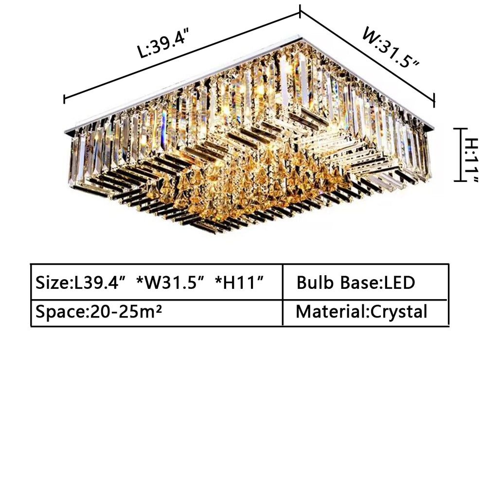 L39.4"*W31.5" LED NEW extra large/oversized/huge/ crystal light rectangle light for living room/dining room/ foyer/hallway/foyer/entryway 2-story house/high-ceiling villa, apartment,luxury home decor