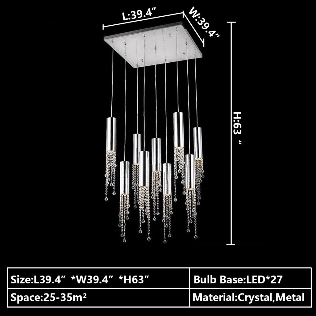 27 Lights:L39.4"*W39.4"*H63" square and rectangle pendant light fixture for kitchen island/dining table/coffee table/bar