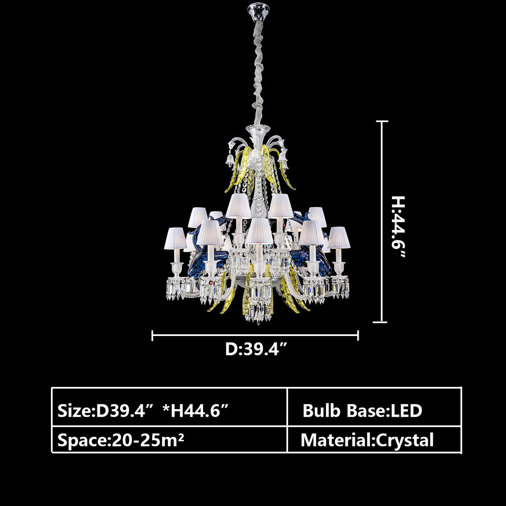 d39.4" classic crystal chandelier candle tiered traditional light fixture for living room/dining room/bedroom decor
