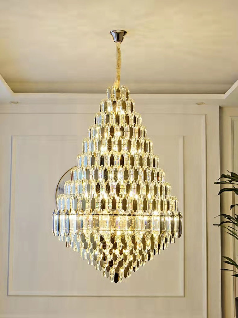 modern extra large affordable golden luxury gorgeous stunning engaging applicable proper fitting good enough requisite enthralling interesting bling bling a real head turner user friendly crystal chandelier for foyer/big hallway/high ceiling living room/duplex/villa