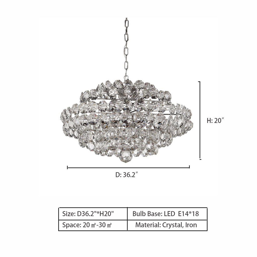 D36.2"*H20"  Sanger Chandelier by AERIN for Visual Comfort   Multi-Layer Diamond Crystal Pendant Chandelier in Polished-Nickel Finish for Bedroom/Bathroom/Living room
