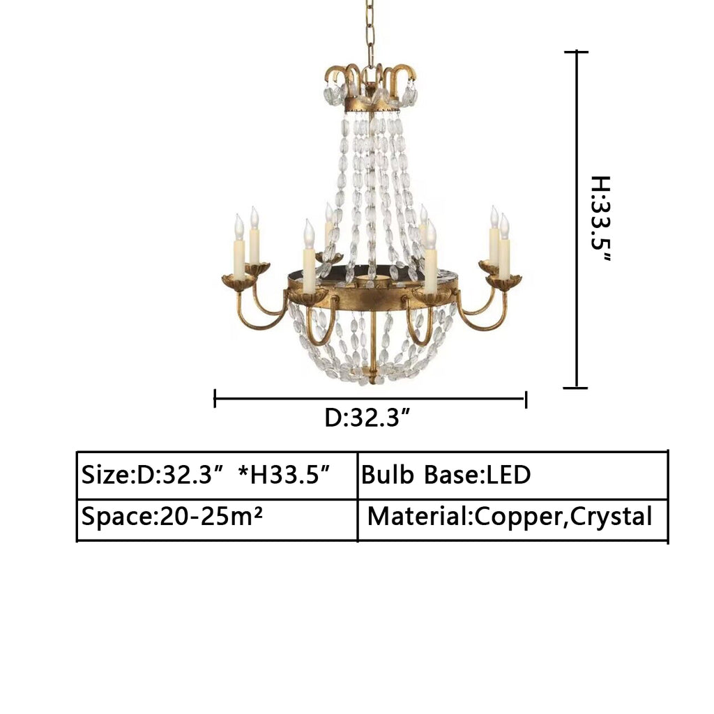 D32.3" 8 LIGHTS E. F. Chapman Paris Flea Market 39 Inch 12 Light Chandelier by Visual Comfort and Co. E.F. Chapman Paris Flea Market Chandelier , Party Flea Market Grande Chandelier,Visual Comfort Paris Flea Market Grande Chandelier