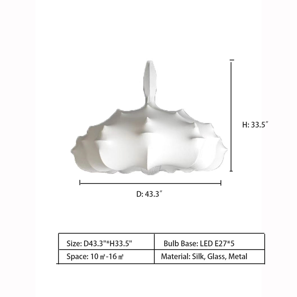 D43.3"*H33.5"  FLOS Zeppelin Pendant Light  Marcel Wanders   cocoon  Art Minimalist Pure White Polygonous Natural Silk Pendant Chandelier for Living Room