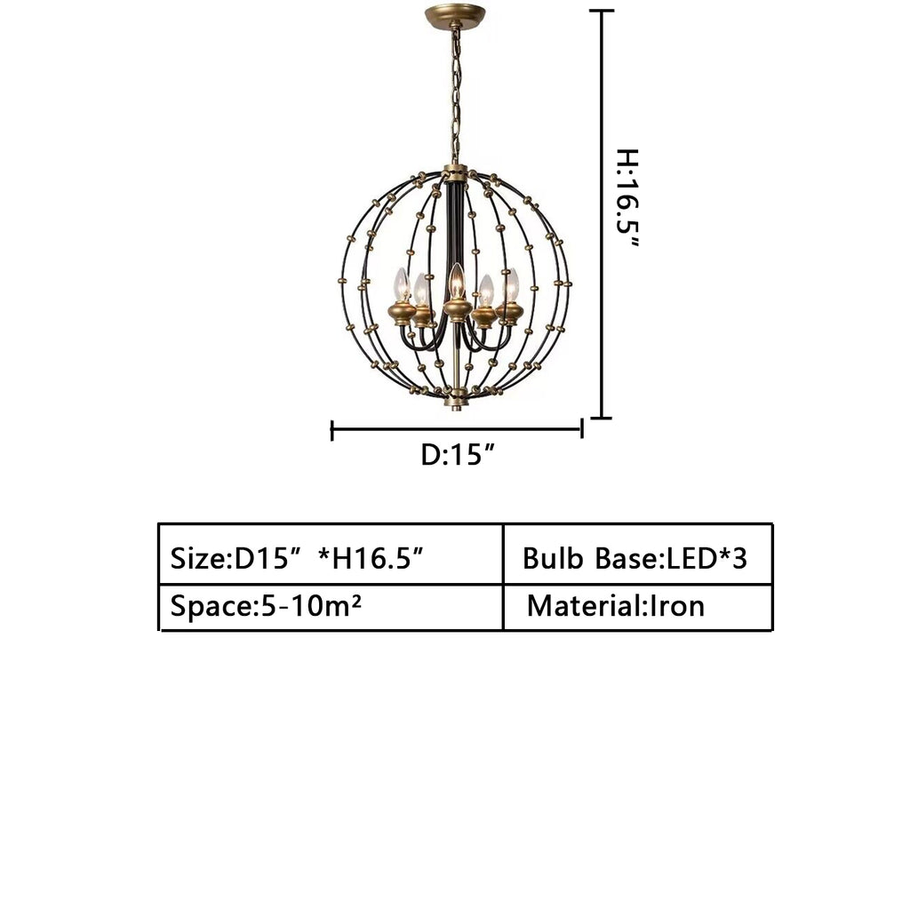 D15" LED Modern chandelier demeanor stylish pendant light candle sphere retro art 3 light Kimmy Mini Chandelier / Semi Flushmount 