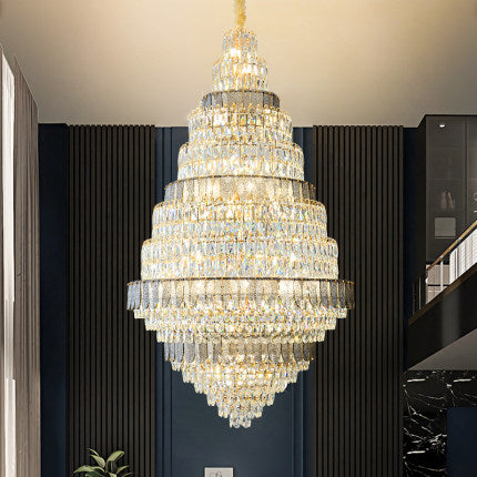 Extra Large Modern Honeycomb-shaped Crystal Chandelier Luxury Light Fixtures for Foyer Staircase/ High Ceiling Room/ Big Hallway/ Hotel Lobby/ Entryway/ Sample Show Room/ Sales Center  D 31.5'' * H 55.1'' D 39.4'' * H 70.9'' D 47.2'' * H 78.7'' D 59.1'' * H 102.4''