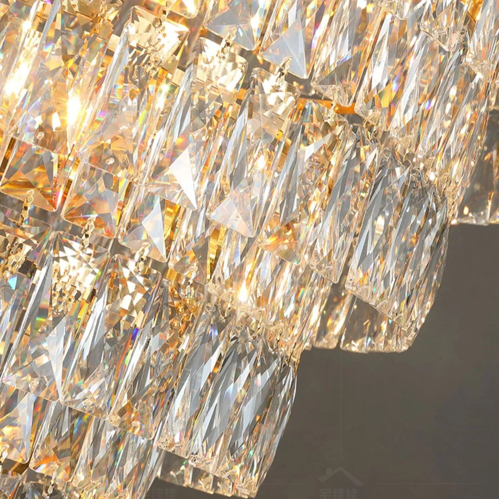 extra large crystal 2-story foryer / high ceiling living room / big hallway/ hotel entryway light fixture luxury modern stunning golden chandelier