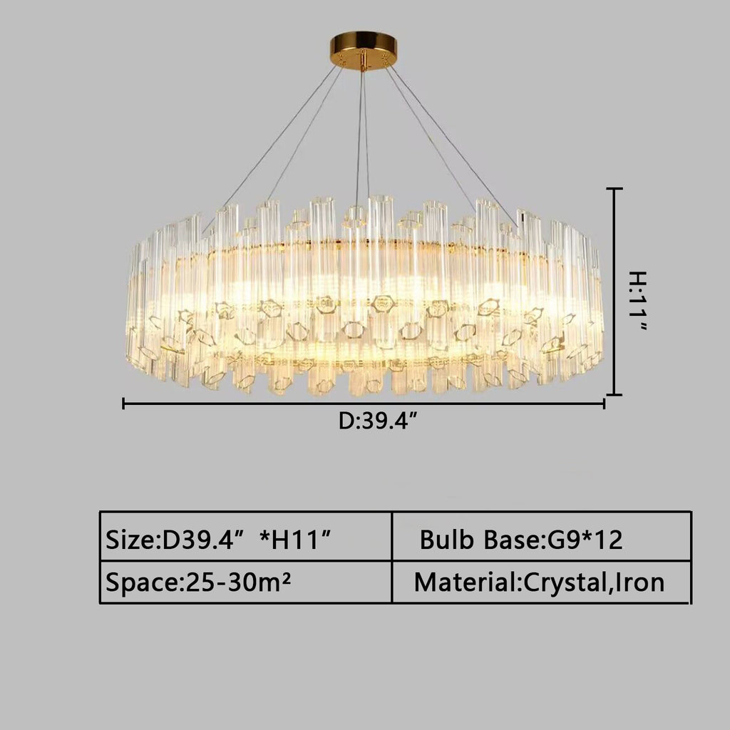 D39.4inches*H11inches 12 Lights cielo round pendant light michael nordic crystal chandelier round-tube living room/dining room light fixture