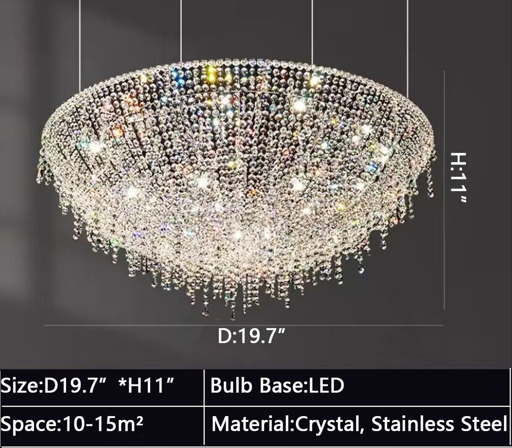 D19.7"*H11"  hemisphere, modern, pendant, crystal, dome, living room, bedroom